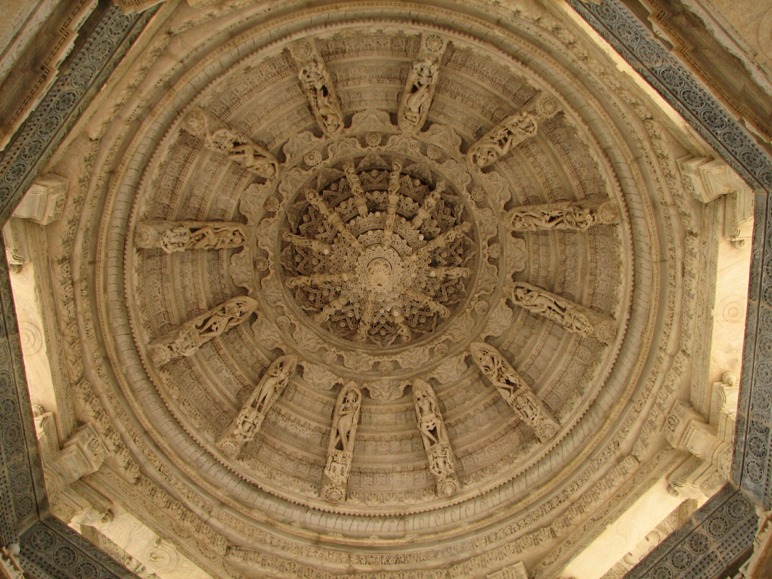 Beautifully carved ceiling at the Ranakpur Jain Temple