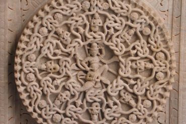 Karma, Ceiling Sculpture (Shapes and Knots connected to each other to depict the connection between Karma and Life) at Ranakpur Jain Temple