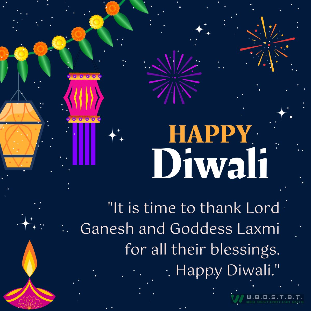 "It is time to thank Lord Ganesh and Goddess Laxmi for all their blessings. Happy Diwali."