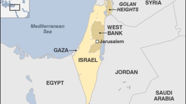 gaza strip and west bank on map